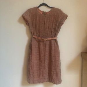 Vintage 60s Dauphine Pink Belted Ruched Dress